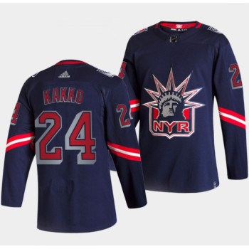 Men's New York Rangers #24 Kaapo Kakko 2021 Navy Reverse Retro Stitched Jersey Men's New York Rangers #24 Kaapo Kakko 2021 Navy Reverse Retro Stitched Jersey