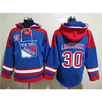 Men's New York Rangers #30 Henrik Lundqvist Blue Ageless Must-Have Lace-Up Pullover Hoodie Men's New York Rangers #30 Henrik Lundqvist Blue Ageless Must-Have Lace-Up Pullover Hoodie