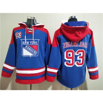 Men's New York Rangers #93 Mika Zibanejad Blue Ageless Must-Have Lace-Up Pullover Hoodie Men's New York Rangers #93 Mika Zibanejad Blue Ageless Must-Have Lace-Up Pullover Hoodie