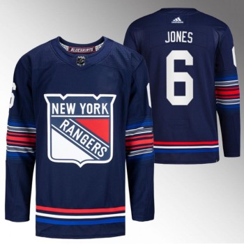 Men's New York Rangers #6 Zac Jones Navy Stitched Jersey Men's New York Rangers #6 Zac Jones Navy Stitched Jersey