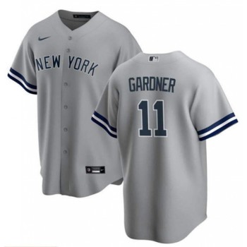 Men's New York Yankees #11 Brett Gardner Grey Stitched Jersey Men's New York Yankees #11 Brett Gardner Grey Stitched Jersey