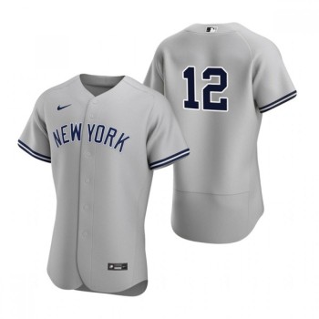 Men's New York Yankees #12 isiah Kiner-Falefa Grey Flex Base Stitched Jersey Men's New York Yankees #12 isiah Kiner-Falefa Grey Flex Base Stitched Jersey