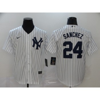 Men's New York Yankees #24 Gary Sanchez 2020 White Cool Base Stitched MLB Jersey Men's New York Yankees #24 Gary Sanchez 2020 White Cool Base Stitched MLB Jersey