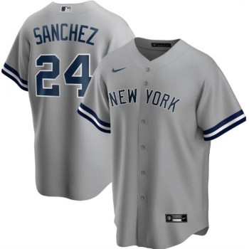 Men's New York Yankees #24 Gary Sanchez Grey Cool Base Stitched Jersey Men's New York Yankees #24 Gary Sanchez Grey Cool Base Stitched Jersey