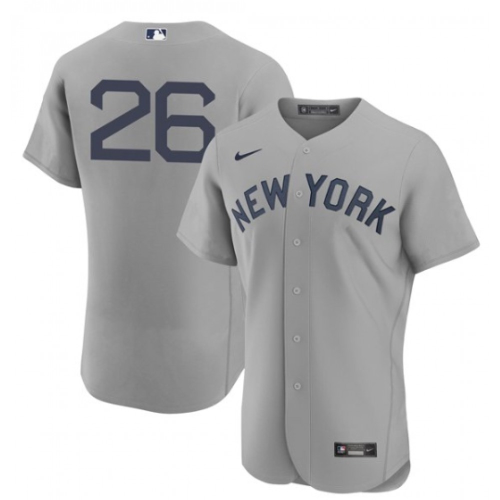 Men's New York Yankees #26 DJ LeMahieu 2021 Grey Field of Dreams Flex Base Stitched Baseball Jersey