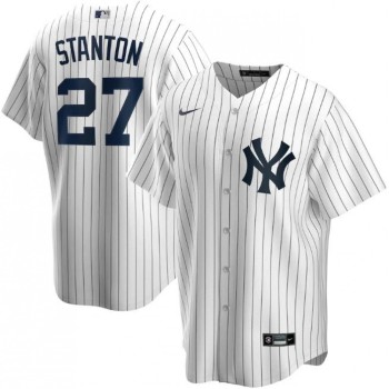 Men's New York Yankees #27 Giancarlo Stanton White Cool Base Stitched Jersey Men's New York Yankees #27 Giancarlo Stanton White Cool Base Stitched Jersey