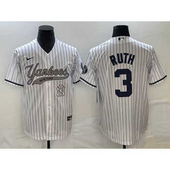 Men's New York Yankees #3 Babe Ruth White With Patch Cool Base Stitched Baseball Jersey Men's New York Yankees #3 Babe Ruth White With Patch Cool Base Stitched Baseball Jersey