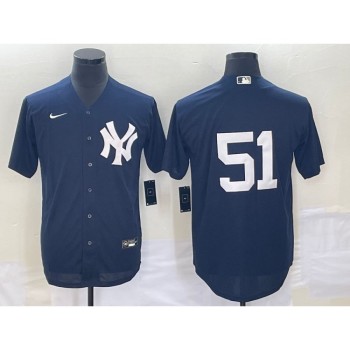 Men's New York Yankees #51 Bernie Williams Navy Cool Base Stitched Baseball Jersey
