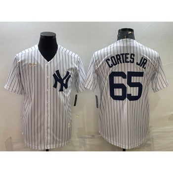 Men's New York Yankees #65 Nestor Cortes Jr. White Cool Base Stitched Jersey