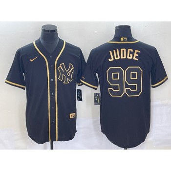 Men's New York Yankees #99 Aaron Judge Black Gold Cool Base Stitched Baseball Jersey Men's New York Yankees #99 Aaron Judge Black Gold Cool Base Stitched Baseball Jersey
