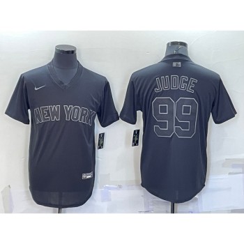 Men's New York Yankees #99 Aaron Judge Black Pitch Black Fashion Replica Stitched Jersey Men's New York Yankees #99 Aaron Judge Black Pitch Black Fashion Replica Stitched Jersey