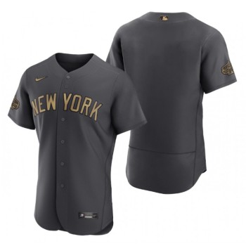 Men's New York Yankees Blank 2022 All-Star Charcoal Flex Base Stitched Baseball Jersey