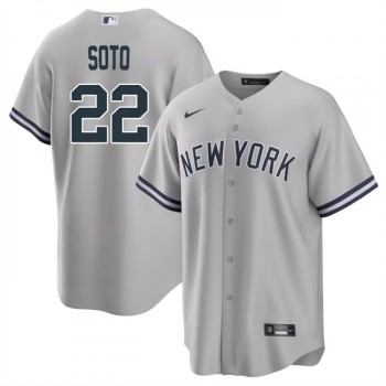 Men's New York Yankees #22 Juan Soto Grey Cool Base Stitched Baseball Jersey Men's New York Yankees #22 Juan Soto Grey Cool Base Stitched Baseball Jersey