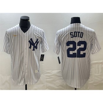 Men's New York Yankees #22 Juan Soto White Cool Base Stitched Baseball Jersey Men's New York Yankees #22 Juan Soto White Cool Base Stitched Baseball Jersey