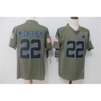 Men's Carolina Panthers #22 Christian McCaffrey Olive Salute To Service Limited Stitched NFL Jersey Men's Carolina Panthers #22 Christian McCaffrey Olive Salute To Service Limited Stitched NFL Jersey