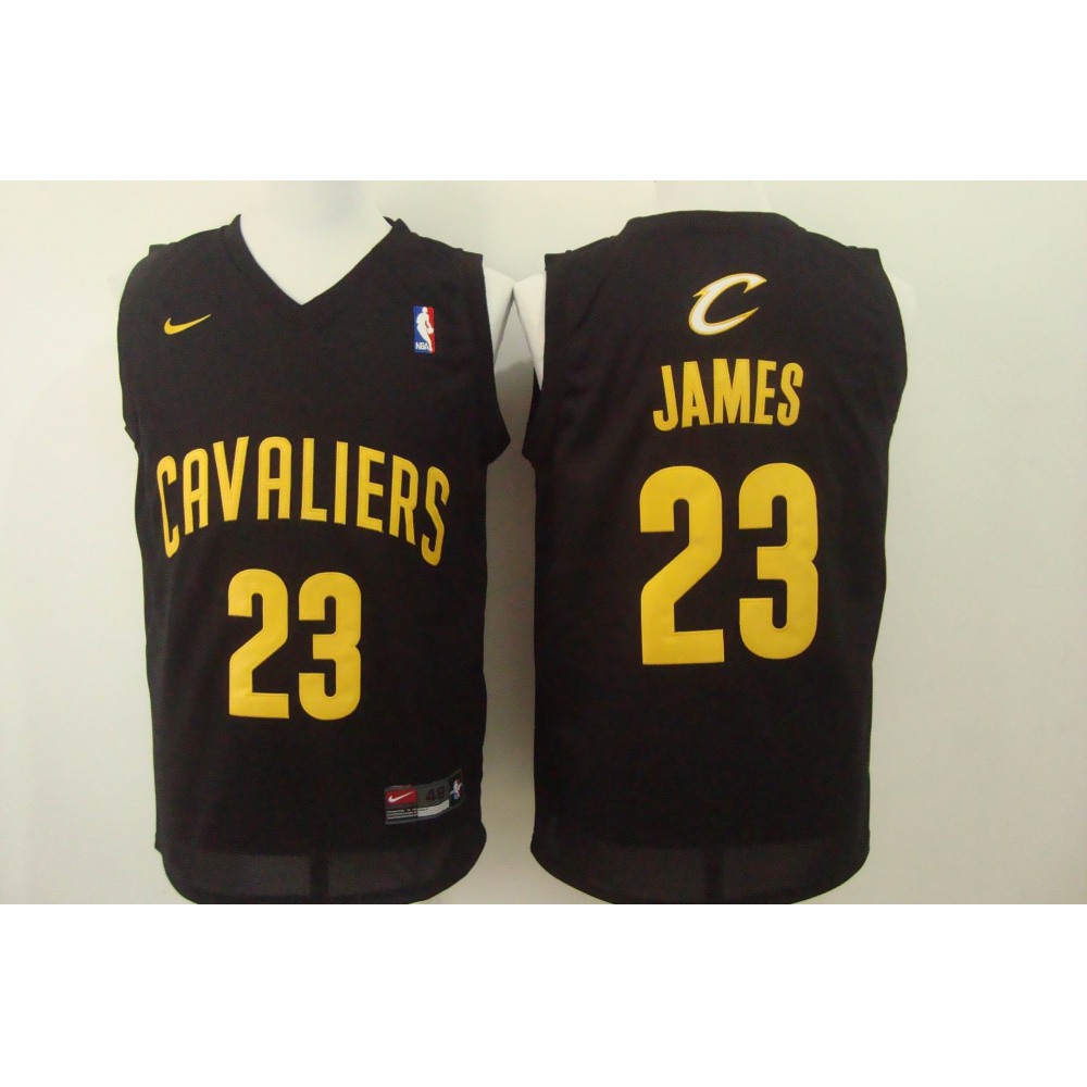 Men's Cleveland Cavaliers #23 LeBron James Black with Gold Stitched NBA Jersey