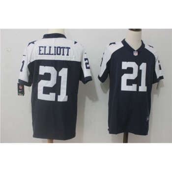 Men's Dallas Cowboys #21 Ezekiel Elliott Navy Blue Thanksgiving Stitched NFL Vapor Untouchable Limited Throwback Jersey Men's Dallas Cowboys #21 Ezekiel Elliott Navy Blue Thanksgiving Stitched NFL Vapor Untouchable Limited Throwback Jersey