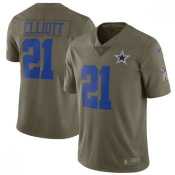 Men's Dallas Cowboys #21 Ezekiel Elliott Olive Salute to Service Limited Stitched NFL Jersey Men's Dallas Cowboys #21 Ezekiel Elliott Olive Salute to Service Limited Stitched NFL Jersey