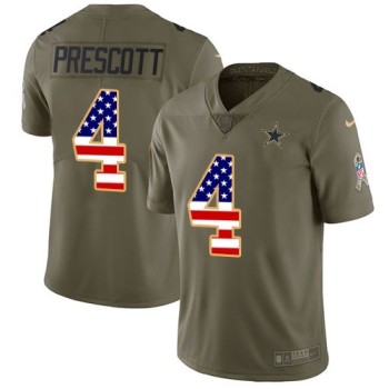Men's Dallas Cowboys #4 Dak Prescott 2017 Salute to Service Olive USA Flag Stitched NFL Limited Jersey Men's Dallas Cowboys #4 Dak Prescott 2017 Salute to Service Olive USA Flag Stitched NFL Limited Jersey