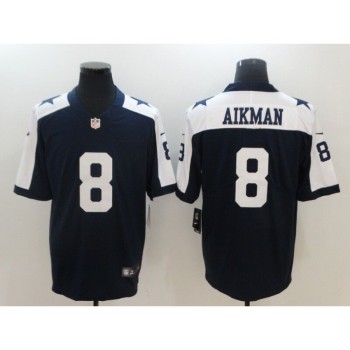 Men's Dallas Cowboys #8 Troy Aikman Navy Blue Thanksgiving Vapor Untouchable Throwback Limited Stitched NFL Jersey Men's Dallas Cowboys #8 Troy Aikman Navy Blue Thanksgiving Vapor Untouchable Throwback Limited Stitched NFL Jersey