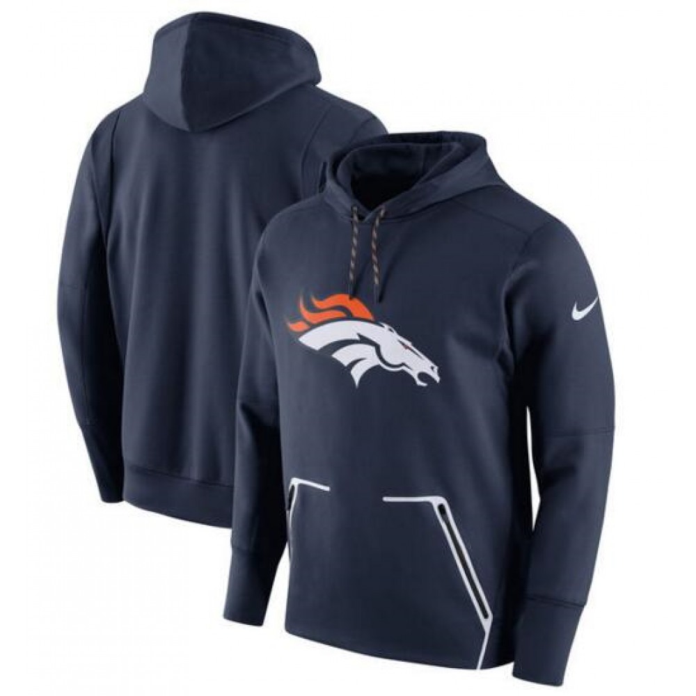 Men's Denver Broncos Navy Champ Drive Vapor Speed Pullover Hoodie