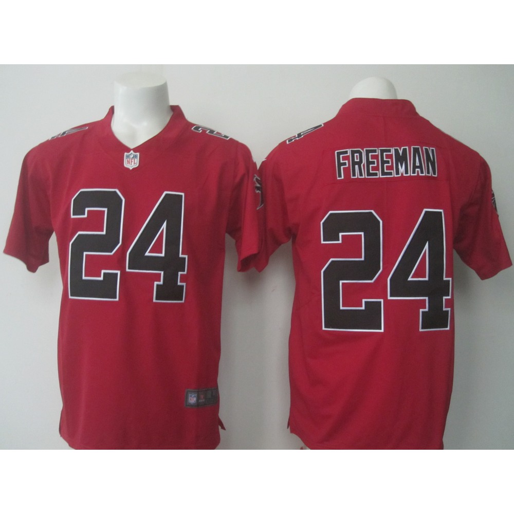 Men's Falcons #24 Devonta Freeman Red Limited Rush Stitched NFL Jersey