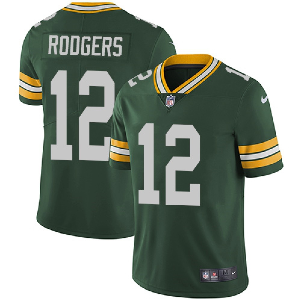 Men's Green Bay Packers #12 Aaron Rodgers Green Team Color Stitched NFL Vapor Untouchable Limited Jersey