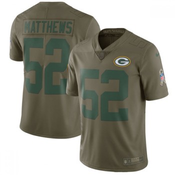 Men's Green Bay Packers #52 Clay Matthews Olive Salute To Service Limited Stitched NFL Jersey