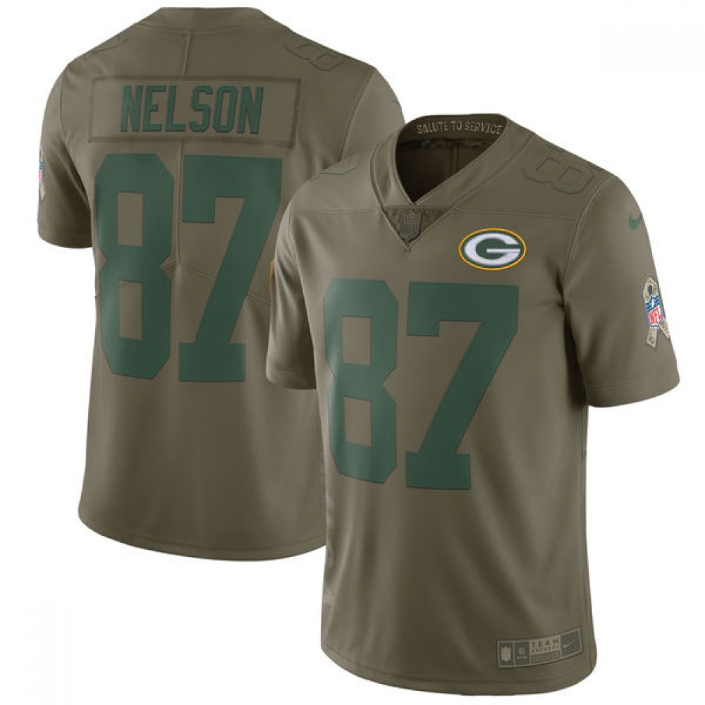 Men's Green Bay Packers #87 Jordy Nelson Olive Salute To Service Limited Stitched NFL Jersey