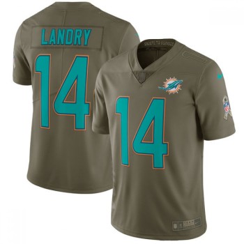 Men's Miami Dolphins #14 Jarvis Landry Olive Salute To Service Limited Stitched NFL Jersey