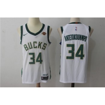 Men's Milwaukee Bucks #34 Giannis Antetokounmpo White Stitched NBA Jersey Men's Milwaukee Bucks #34 Giannis Antetokounmpo White Stitched NBA Jersey