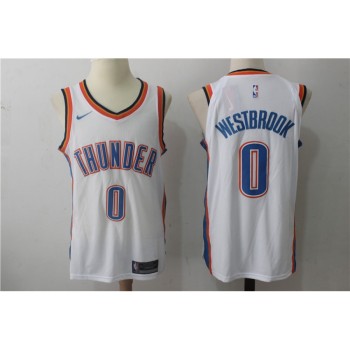 Men's Oklahoma City Thunder #0 Russell Westbrook White Stitched NBA Jersey Men's Oklahoma City Thunder #0 Russell Westbrook White Stitched NBA Jersey