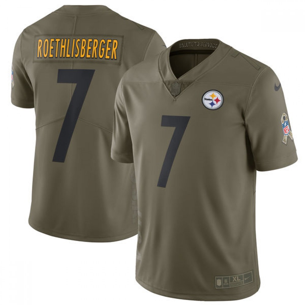 Men's Pittsburgh Steelers #7 Ben Roethlisberger Olive Salute To Service Limited Stitched NFL Jersey