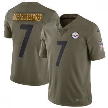 Men's Pittsburgh Steelers #7 Ben Roethlisberger Olive Salute To Service Limited Stitched NFL Jersey Men's Pittsburgh Steelers #7 Ben Roethlisberger Olive Salute To Service Limited Stitched NFL Jersey