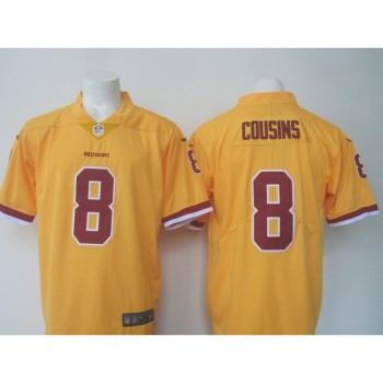 Men's Redskins #8 Kirk Cousins Yellow Limited Rush Stitched NFL Jersey