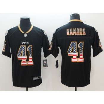 Men's Saints #41 Alvin Kamara Black 2018 USA Flag Color Rush Limited Fashion NFL Stitched Jersey Men's Saints #41 Alvin Kamara Black 2018 USA Flag Color Rush Limited Fashion NFL Stitched Jersey