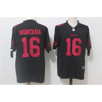 Men's San Francisco 49ers #16 Joe Montana Black Alternate Stitched NFL Vapor Untouchable Limited Jersey Men's San Francisco 49ers #16 Joe Montana Black Alternate Stitched NFL Vapor Untouchable Limited Jersey