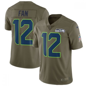 Men's Seattle Seahawks #12 Fan Olive Salute To Service Limited Stitched NFL Jersey Men's Seattle Seahawks #12 Fan Olive Salute To Service Limited Stitched NFL Jersey