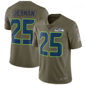 Men's Seattle Seahawks #25 Richard Sherman Olive Salute To Service Limited Stitched NFL Jersey Men's Seattle Seahawks #25 Richard Sherman Olive Salute To Service Limited Stitched NFL Jersey