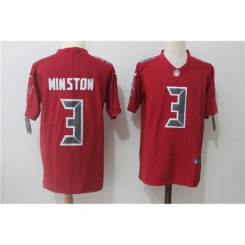 Men's Tampa Bay Buccaneers #3 Jameis Winston Red Stitched NFL Limited Rush Jersey Men's Tampa Bay Buccaneers #3 Jameis Winston Red Stitched NFL Limited Rush Jersey