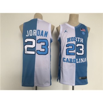 Men's North Carolina Tar Heels #23 Michael Jordan Blue/White Split Stitched Jersey Men's North Carolina Tar Heels #23 Michael Jordan Blue/White Split Stitched Jersey