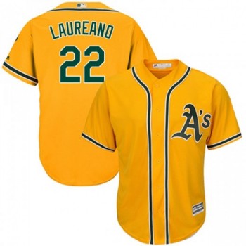 Men's Oakland Athletics #22 Ramon Laureano Yellow Stitched MLB Jersey Men's Oakland Athletics #22 Ramon Laureano Yellow Stitched MLB Jersey