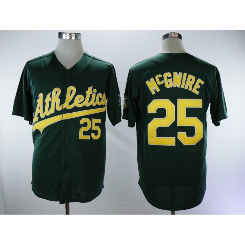 Men's Oakland Athletics #25 Mark McGwire Green Throwback Stitched MLB Jersey Men's Oakland Athletics #25 Mark McGwire Green Throwback Stitched MLB Jersey