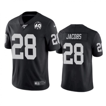 Men's Oakland Raiders #28 Josh Jacobs Black 100th Season with 60 Patch Vapor Limited Stitched NFL Jersey Men's Oakland Raiders #28 Josh Jacobs Black 100th Season with 60 Patch Vapor Limited Stitched NFL Jersey