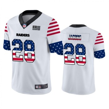Men's Oakland Raiders #28 Josh Jacobs White 2019 USA Flag Fashion Limited Stitched NFL Jersey Men's Oakland Raiders #28 Josh Jacobs White 2019 USA Flag Fashion Limited Stitched NFL Jersey