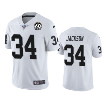 Men's Oakland Raiders #34 Bo Jackson Black White 100th Season With 60 Patch Vapor Stitched NFL Jersey Men's Oakland Raiders #34 Bo Jackson Black White 100th Season With 60 Patch Vapor Stitched NFL Jersey