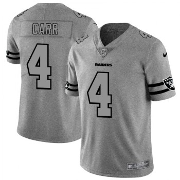 Men's Oakland Raiders #4 Derek Carr 2019 Gray Gridiron Team Logo Limited Stitched NFL Jersey Men's Oakland Raiders #4 Derek Carr 2019 Gray Gridiron Team Logo Limited Stitched NFL Jersey