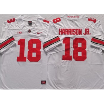 Men's Ohio State Buckeyes #18 Harrison jr White Stitched Jersey Men's Ohio State Buckeyes #18 Harrison jr White Stitched Jersey