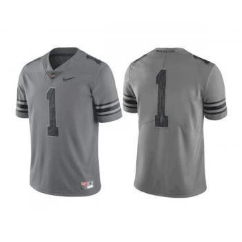 Men's Ohio State Buckeyes #1 Justin Fields Gray Stitched Jersey Men's Ohio State Buckeyes #1 Justin Fields Gray Stitched Jersey