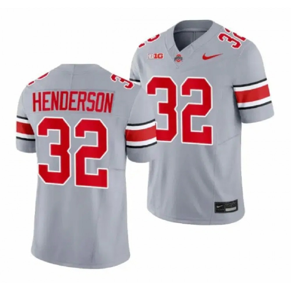 Men's Ohio State Buckeyes #32 TreVeyon Henderson Gray 2023 F.U.S.E. Limited Stitched Jersey